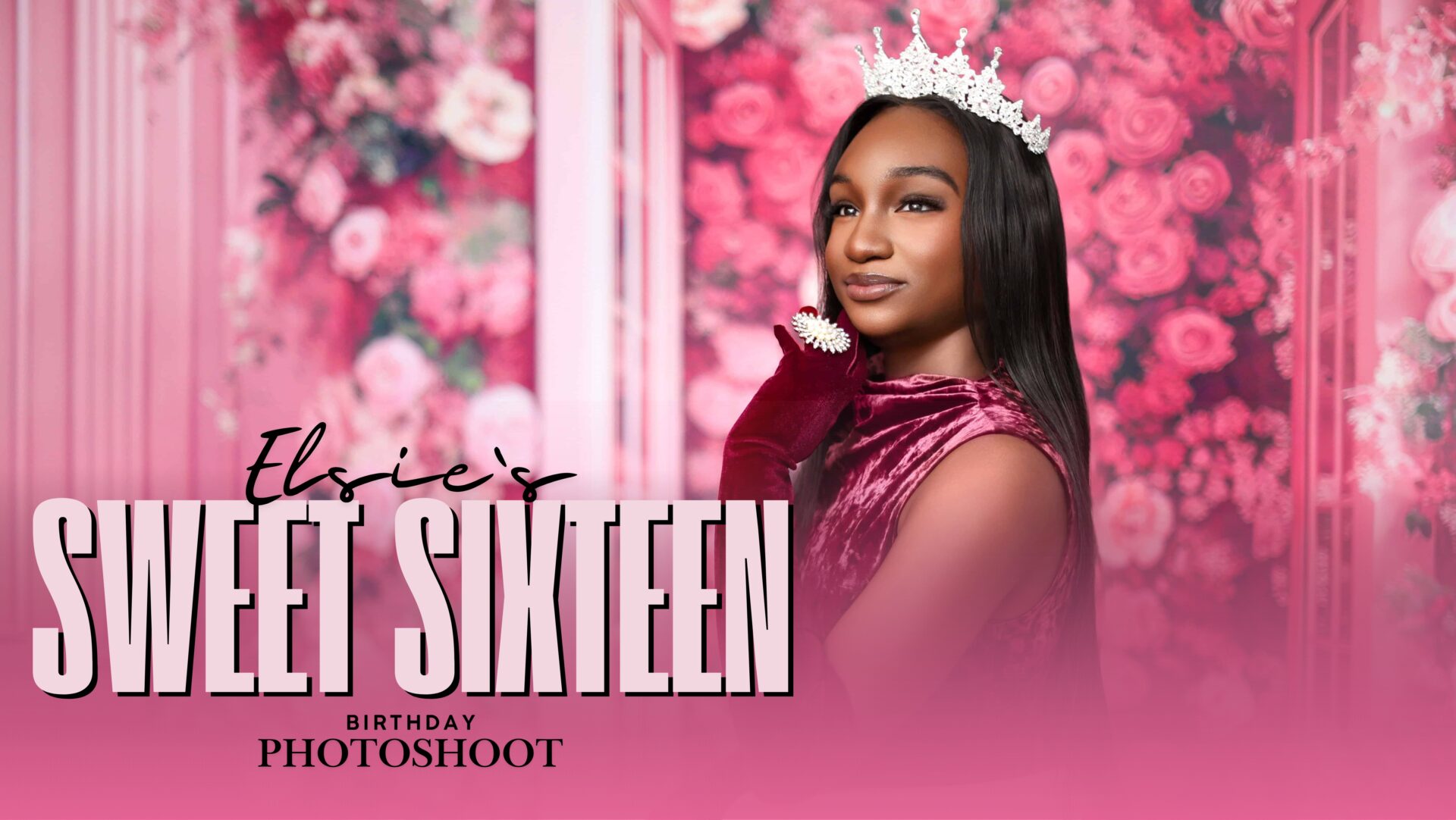 Sweet sixteen birthday photoshoot in London with teen girl in elegant pink dress.