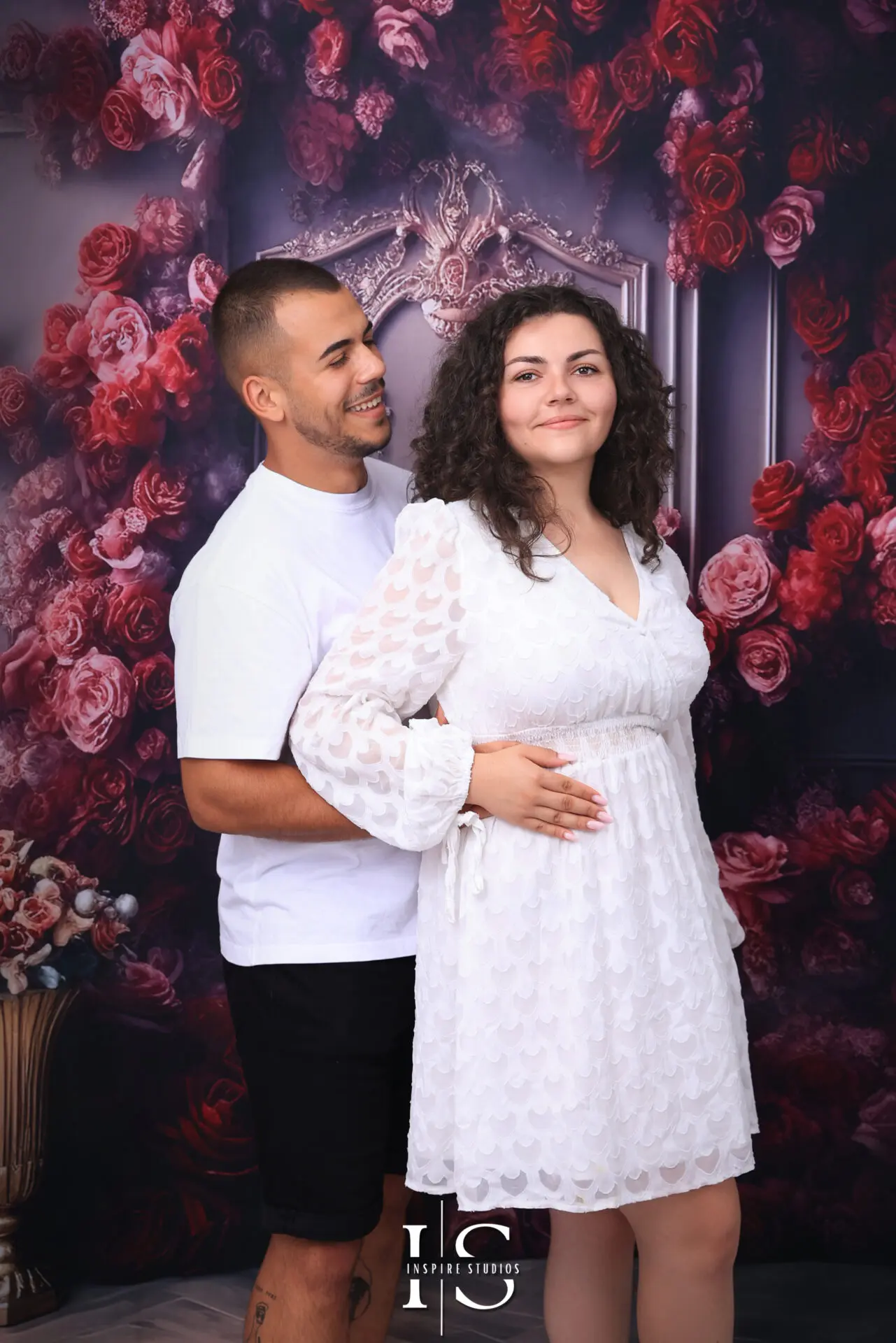 Student dressed for prom during a studio photoshoot in London