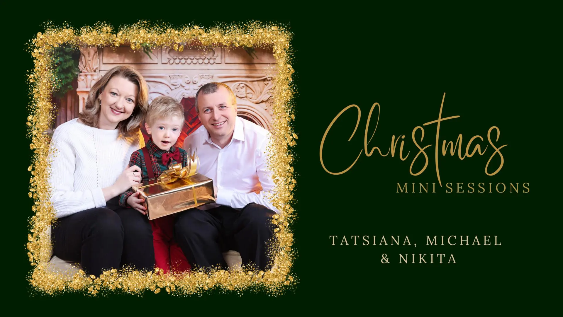 Christmas Mini Session setup in a cozy Walthamstow studio, with holiday props, lights, and festive decorations for a memorable photoshoot.