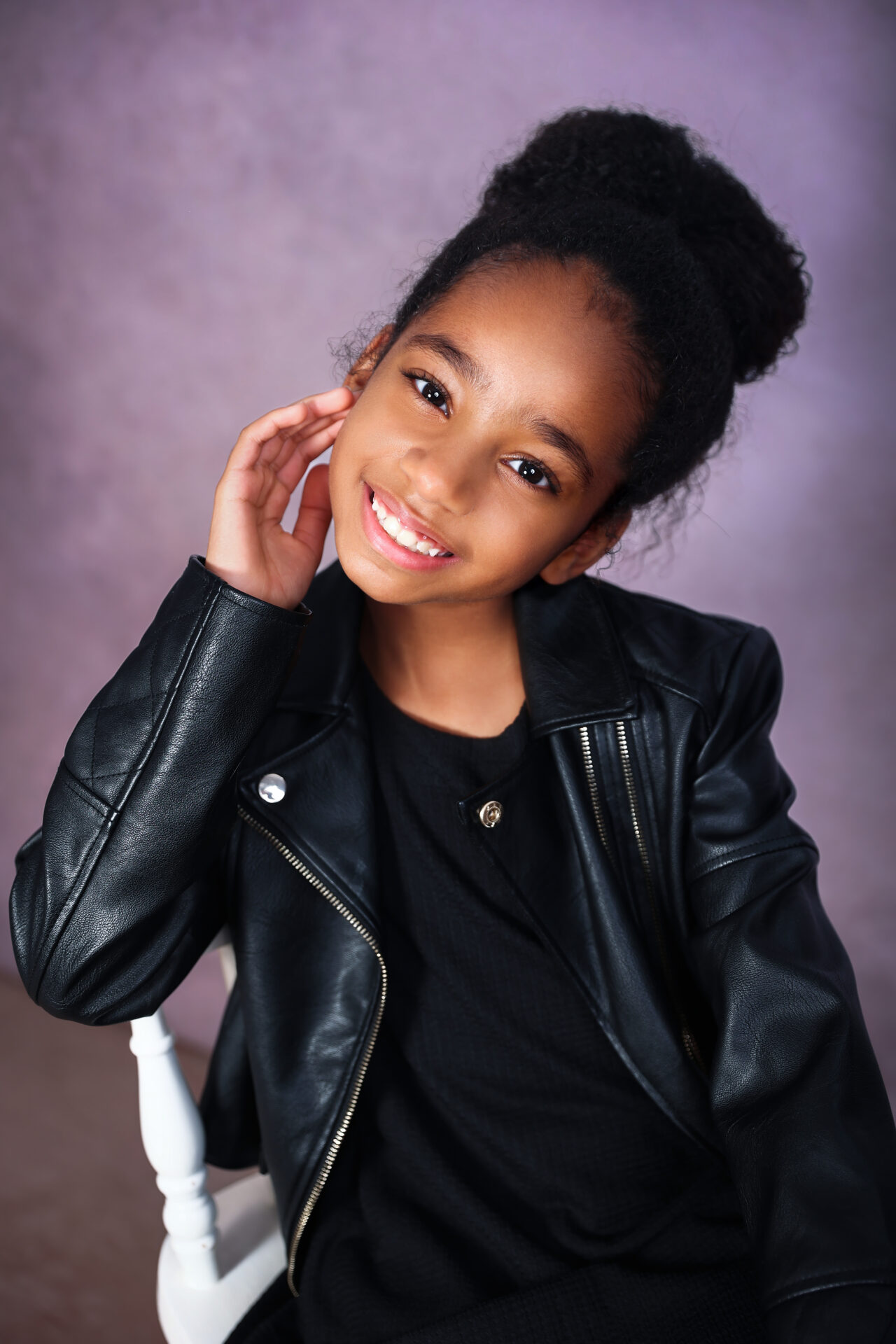 Young model posing for a professional portfolio photoshoot at Inspire Studios London.