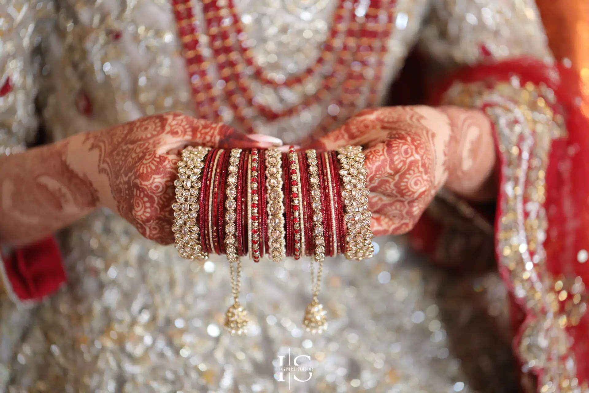 Bride getting ready for Baraat wedding in London.