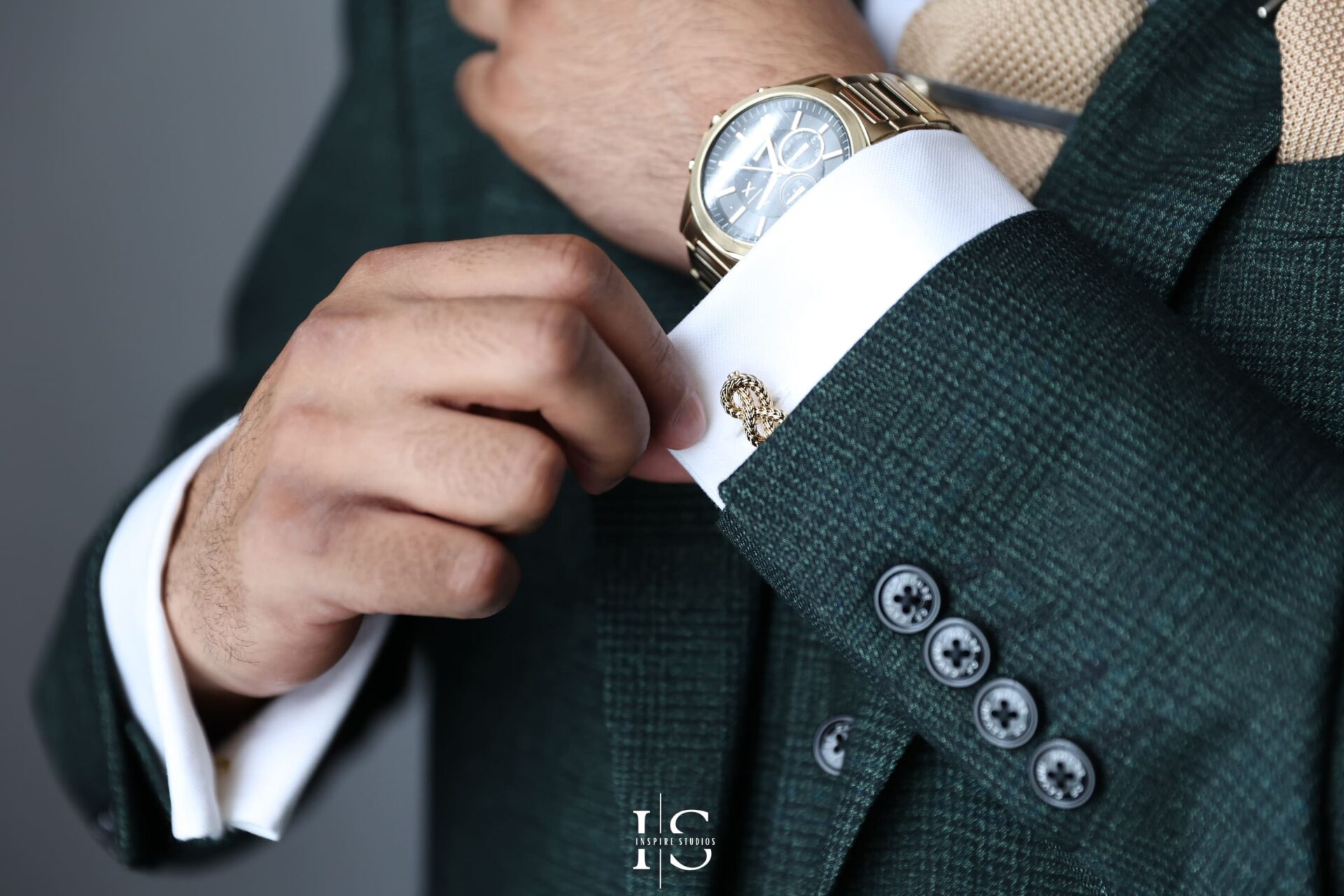 Groom getting ready during baraat wedding photography in London.