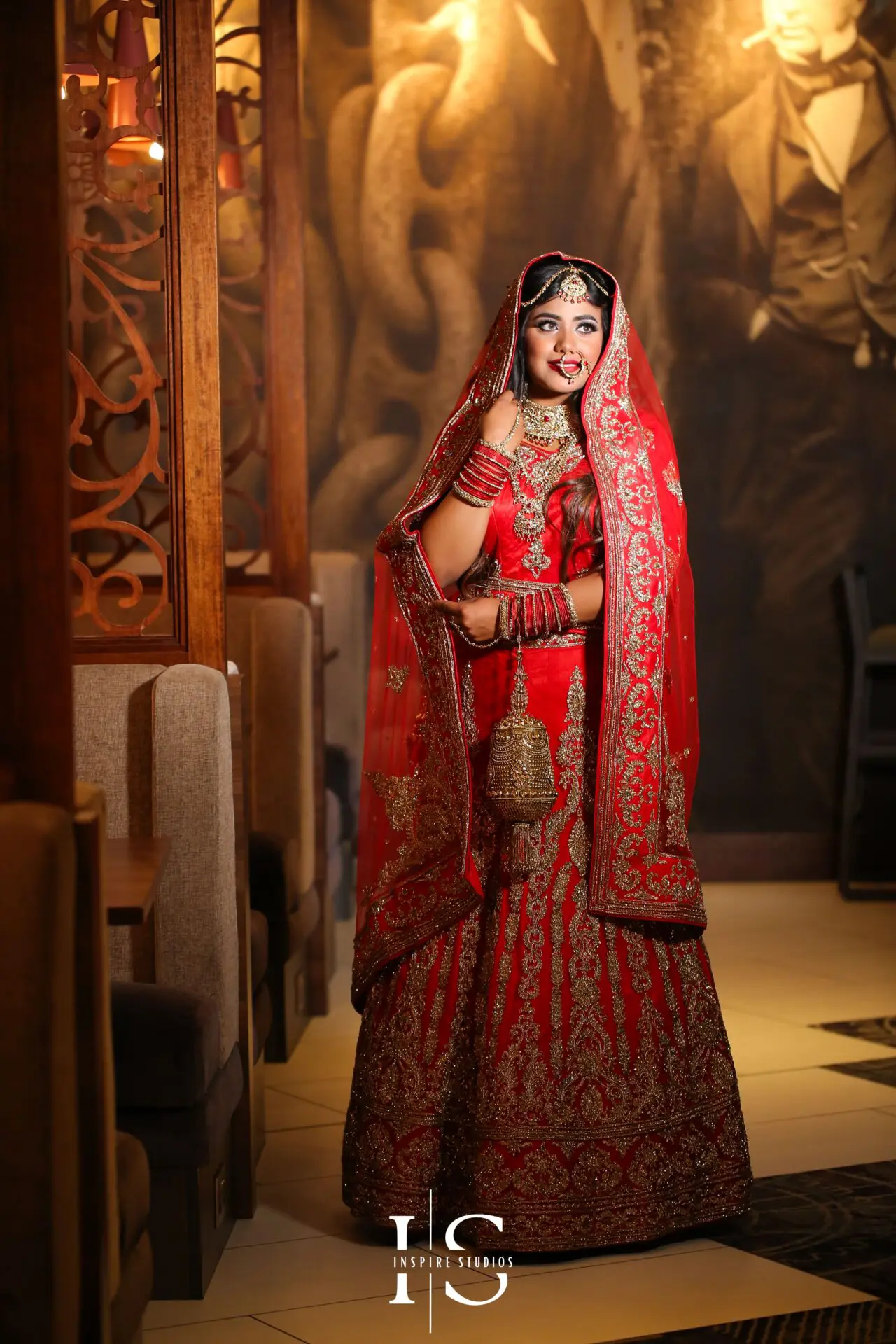 Bride portrait at Baraat wedding in London.
