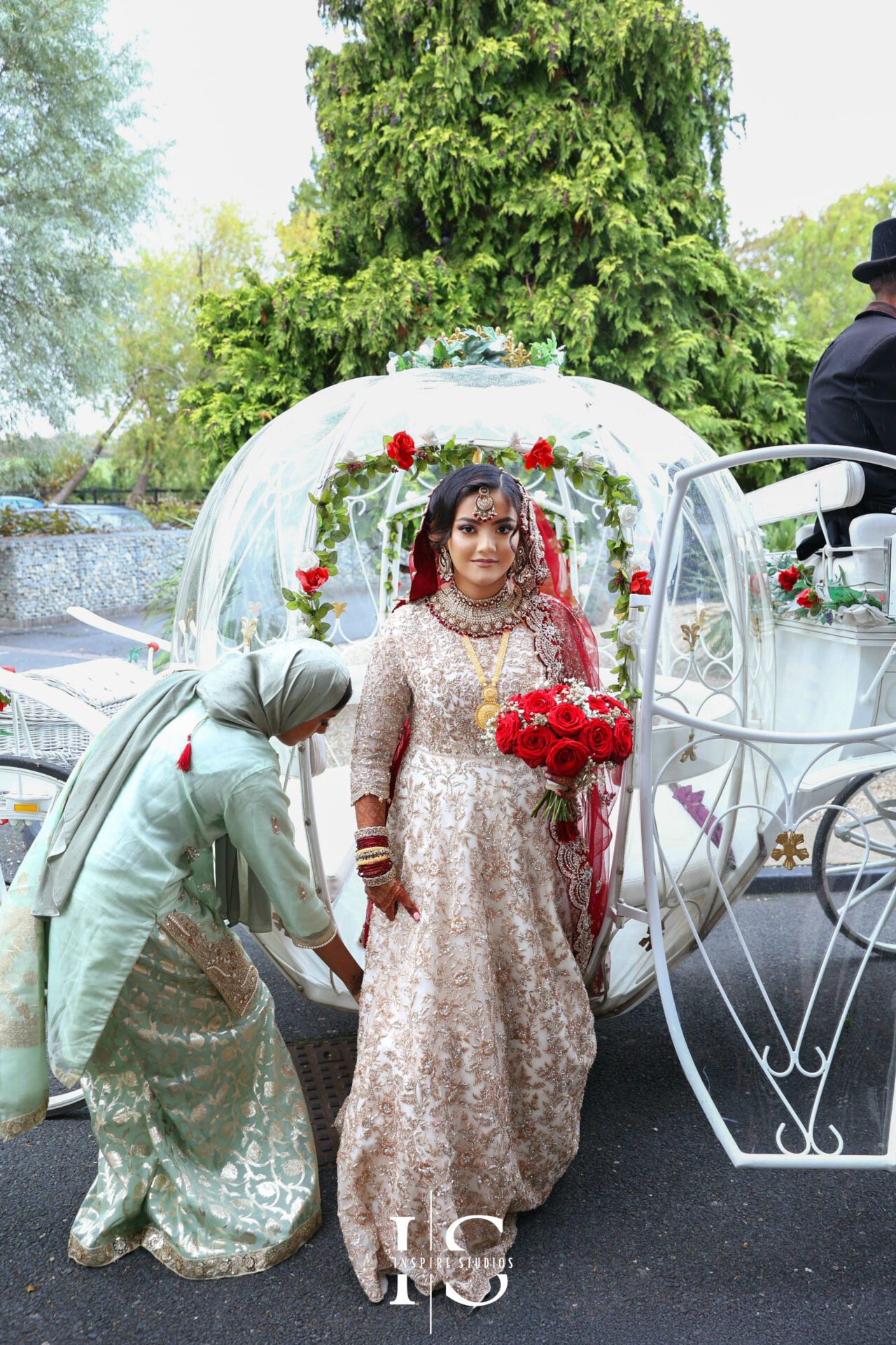 Photo of muslim bride captured by asian female wedding photographer in London.