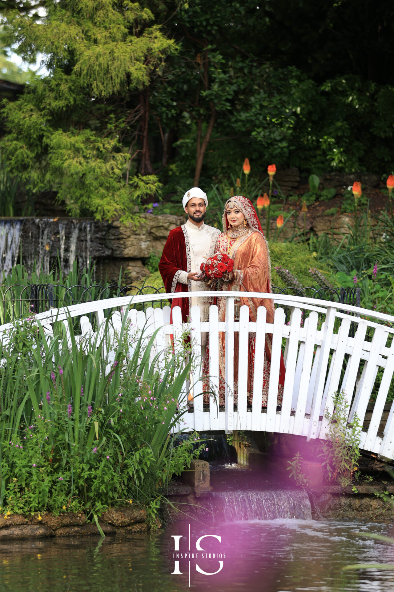 Baraat wedding photographer capturing photo of couple at The Chigwell Marquees.