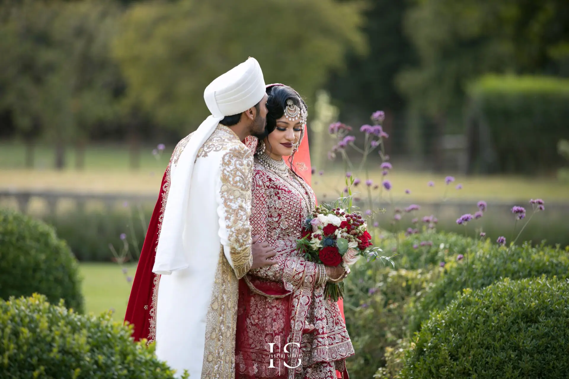Bride and groom photographed at Parklands Quendon Hall wedding venue in Essex