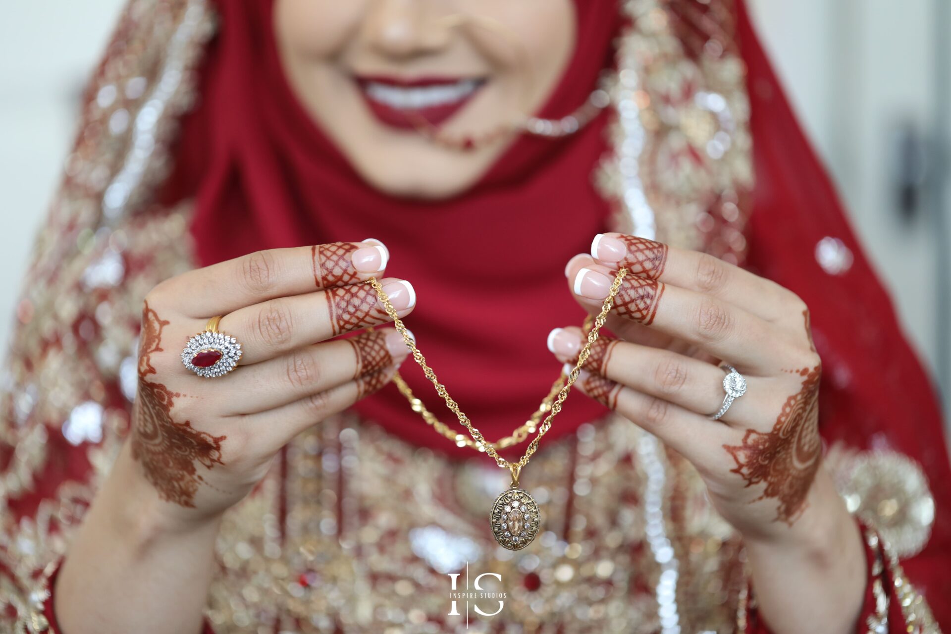 Bride getting ready during baraat wedding photography in London.