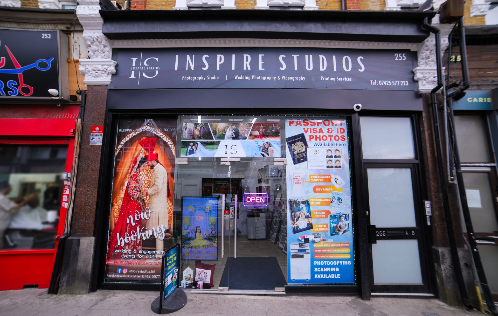 Photo studio based in Walthamstow, 255 Hoe Street, E17 9PT, perfect for passport photos, studio photography, wedding photography & videography and printing services available.