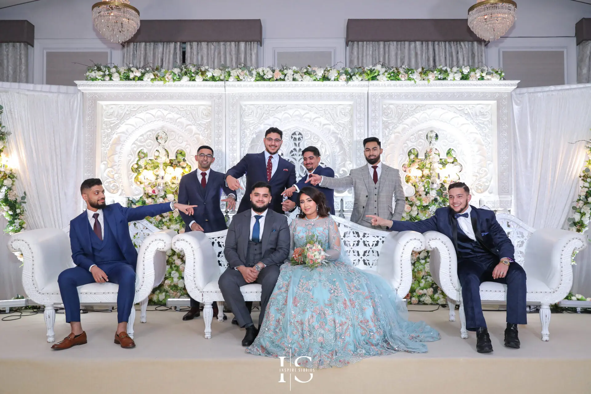 Group portraits on the Walima stage in London.