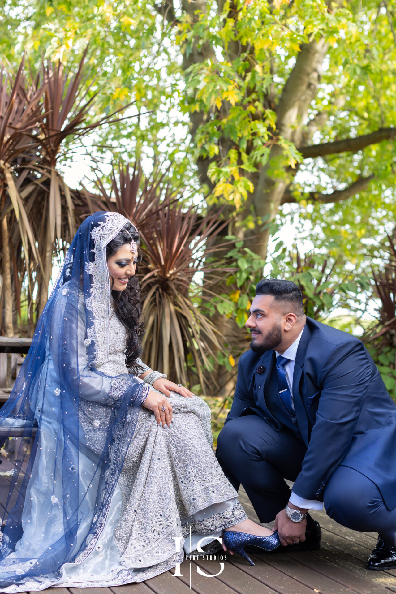 Walima wedding photographer London capturing the couple's emotional first look before the ceremony.