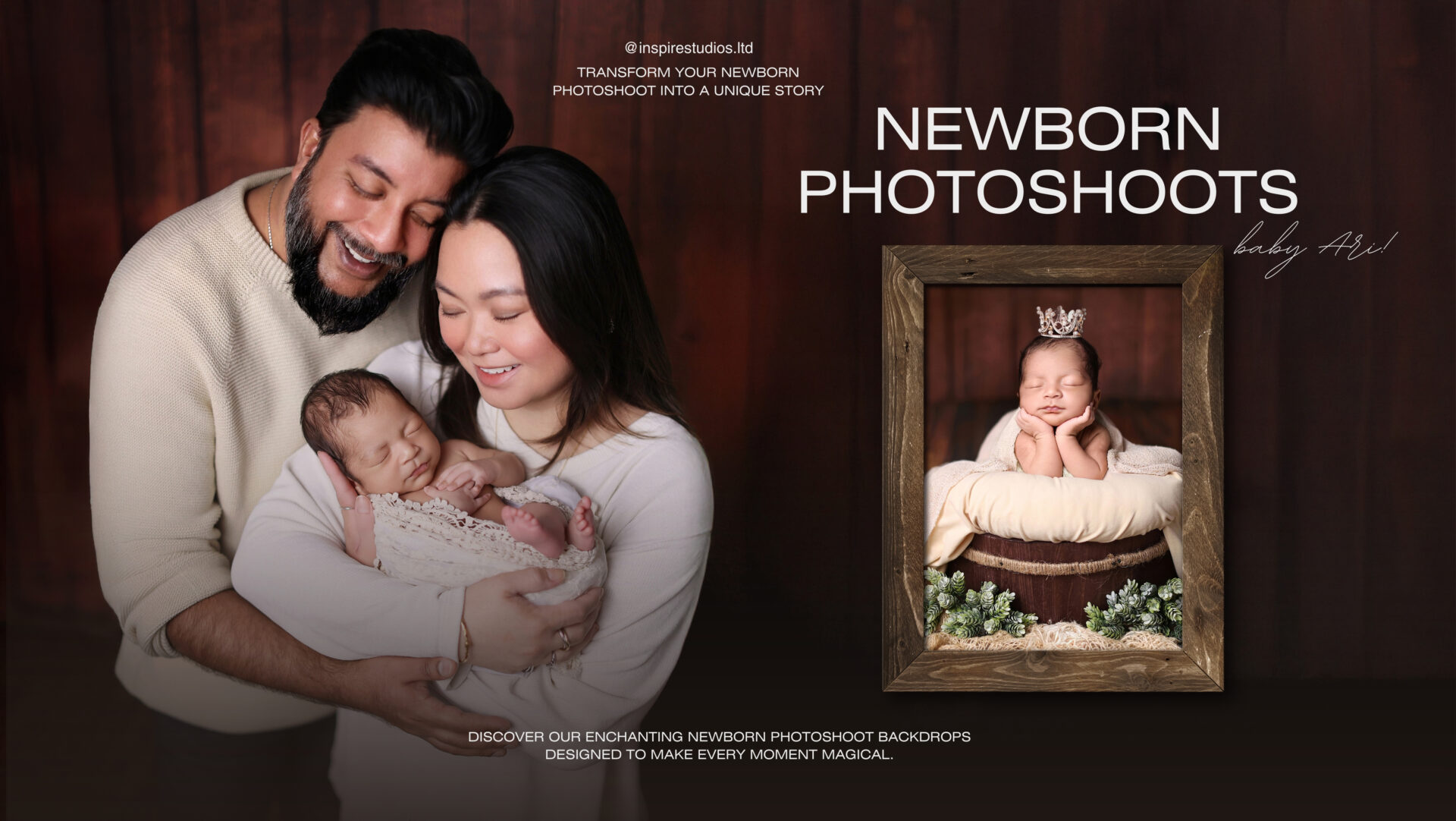 Soft and dreamy newborn photoshoot in a London studio, capturing delicate details and peaceful moments.
