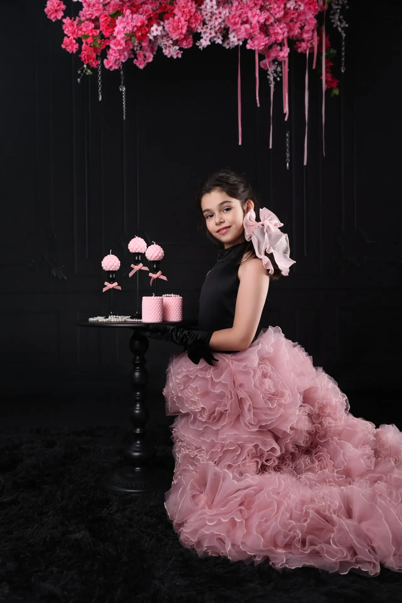 Elegant studio photoshoot of a child with artistic lighting in London