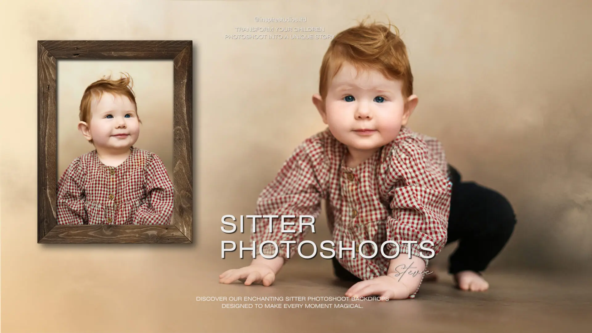 Kid smiling during a studio photoshoot.