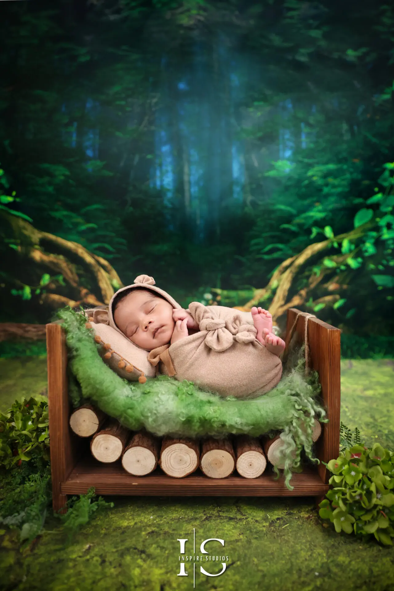 Professional newborn photographer capturing a tender baby moment in a London studio.