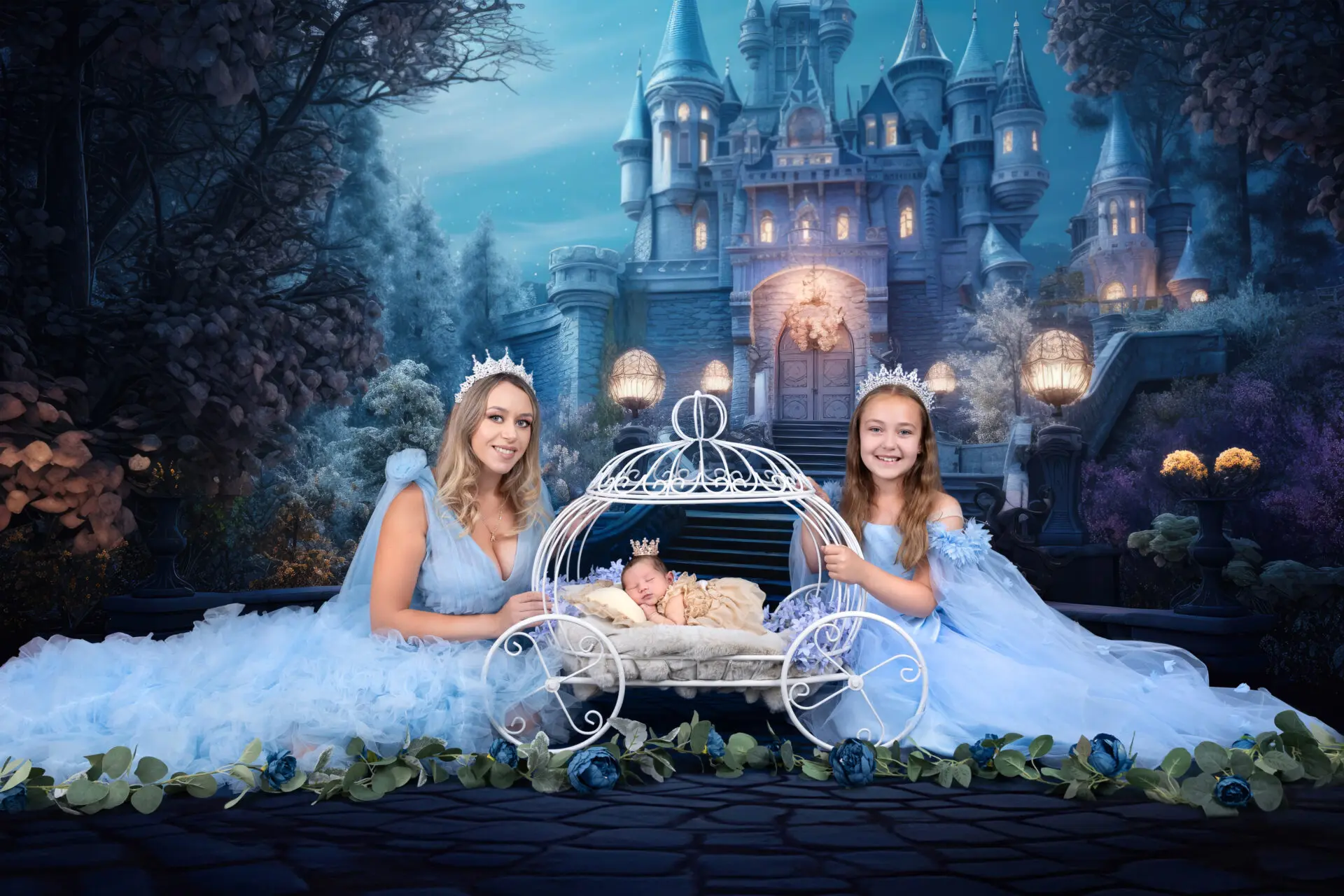 Fairytale Cinderella maternity and newborn studio photoshoot in London.