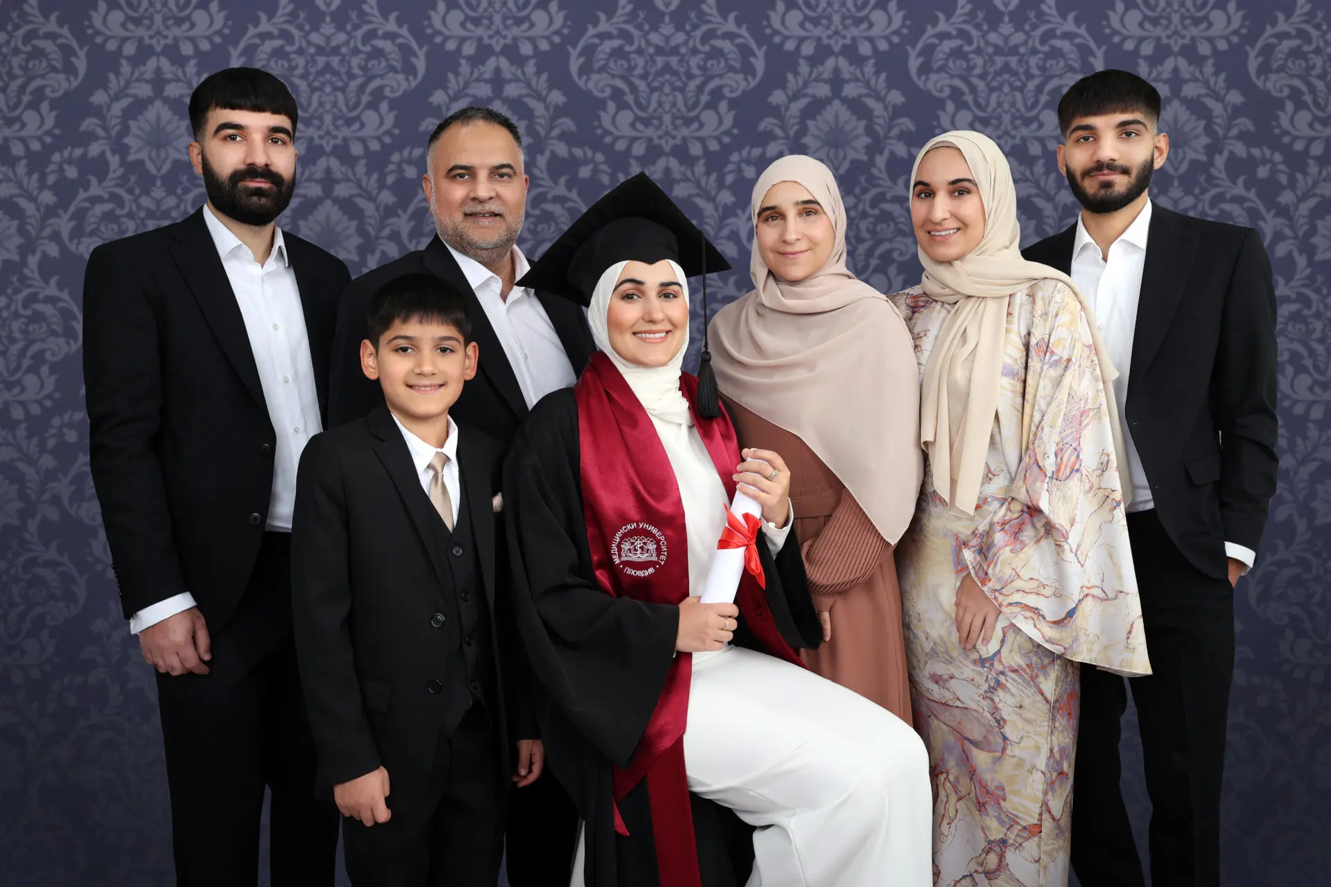 Graduate and family studio portrait session in London