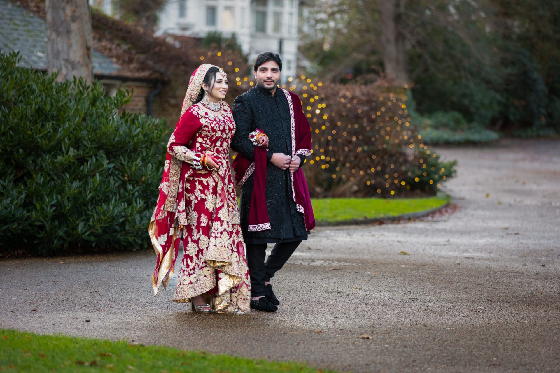 Elegant portrait of bride and groom during their wedding shoot