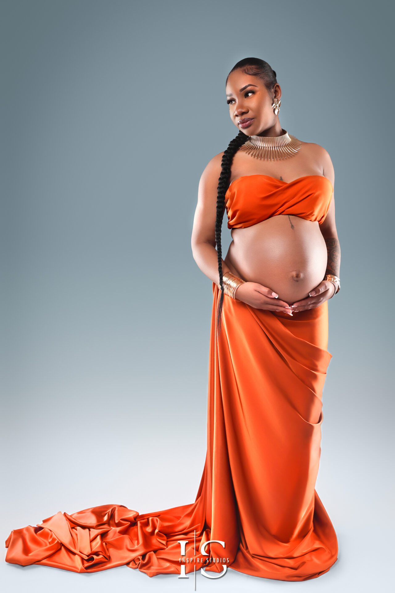 Studio maternity portrait in London by award-winning female maternity photographer