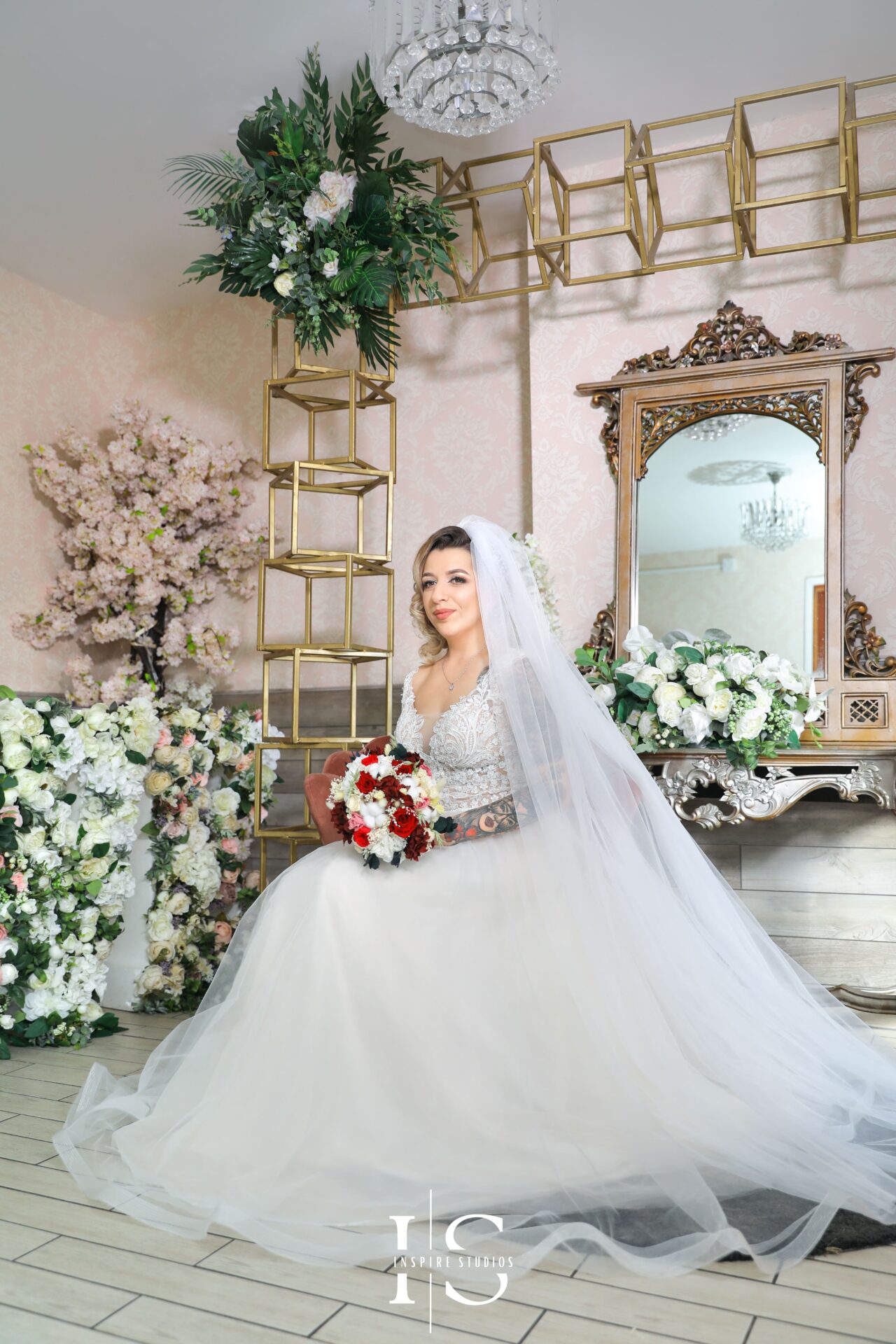 Artistic shot of a Romanian couple on their wedding day