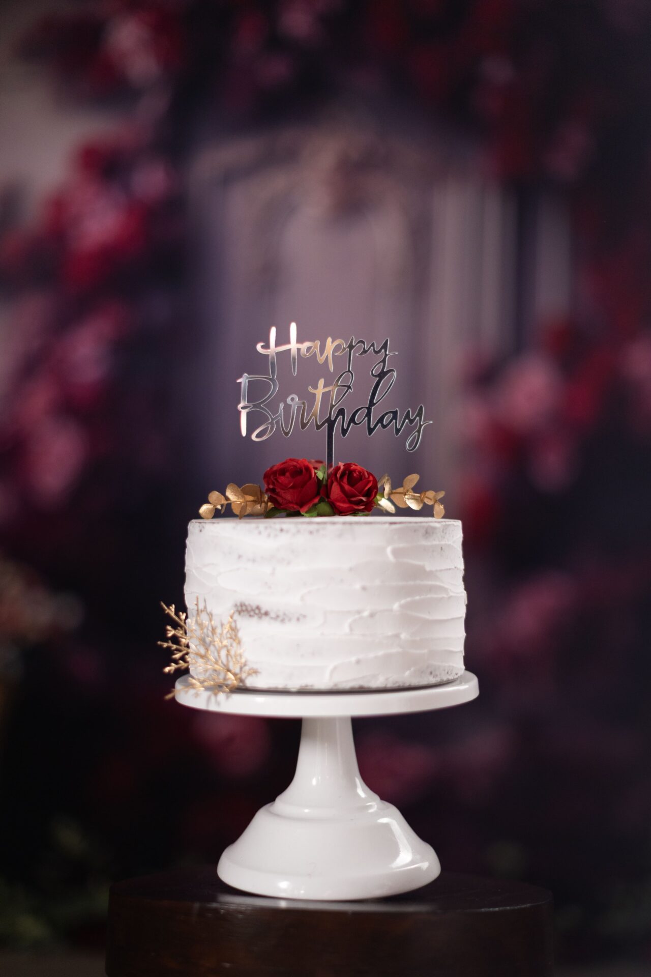 Minimalist dummy birthday cake with elegant adult celebration theme