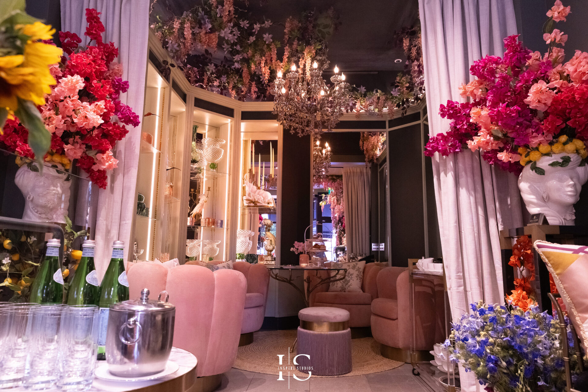 Close-up of bespoke birthday floral arrangements at Neill Strain Floral Couture Mayfair.