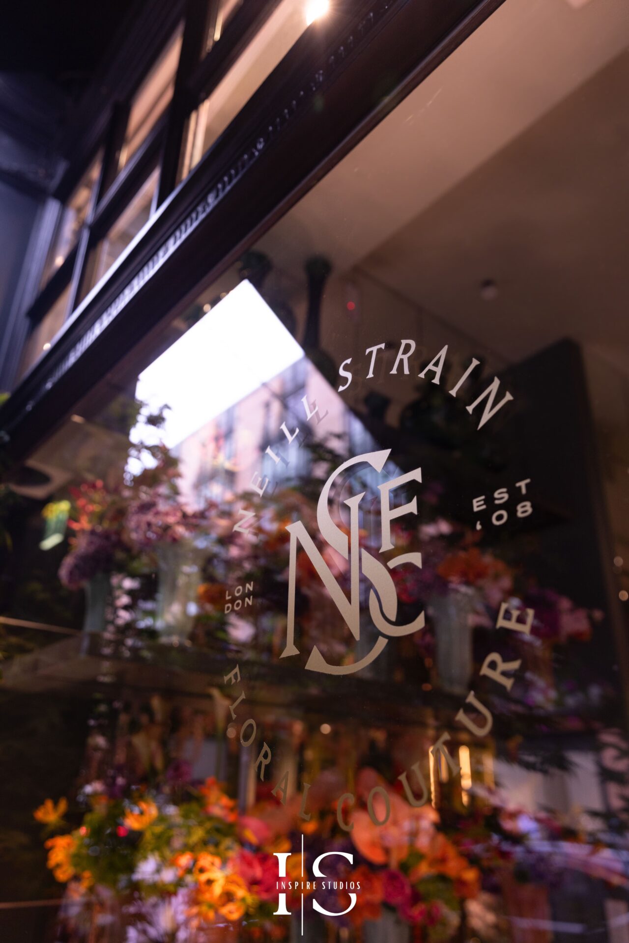 Detailed shot of floral installations at Neill Strain Floral Couture Mayfair.