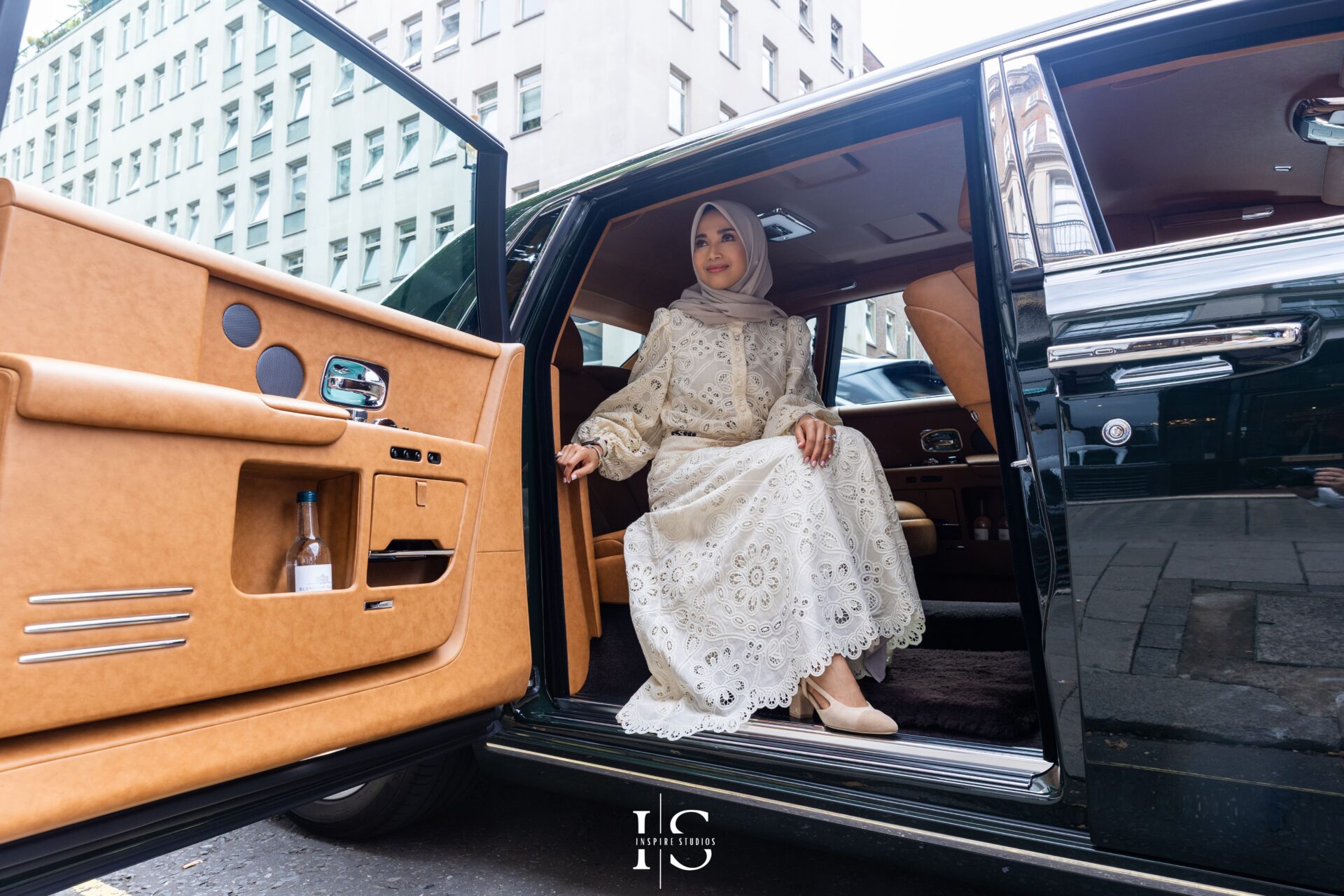 Solo portrait of birthday guest Naja during luxury event in London.