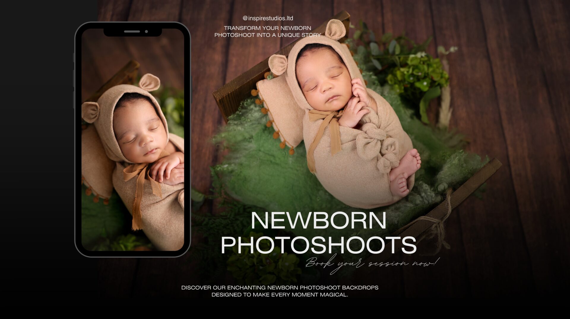 Newborn baby sleeping on soft blanket during professional studio photoshoot in London by experienced photographer