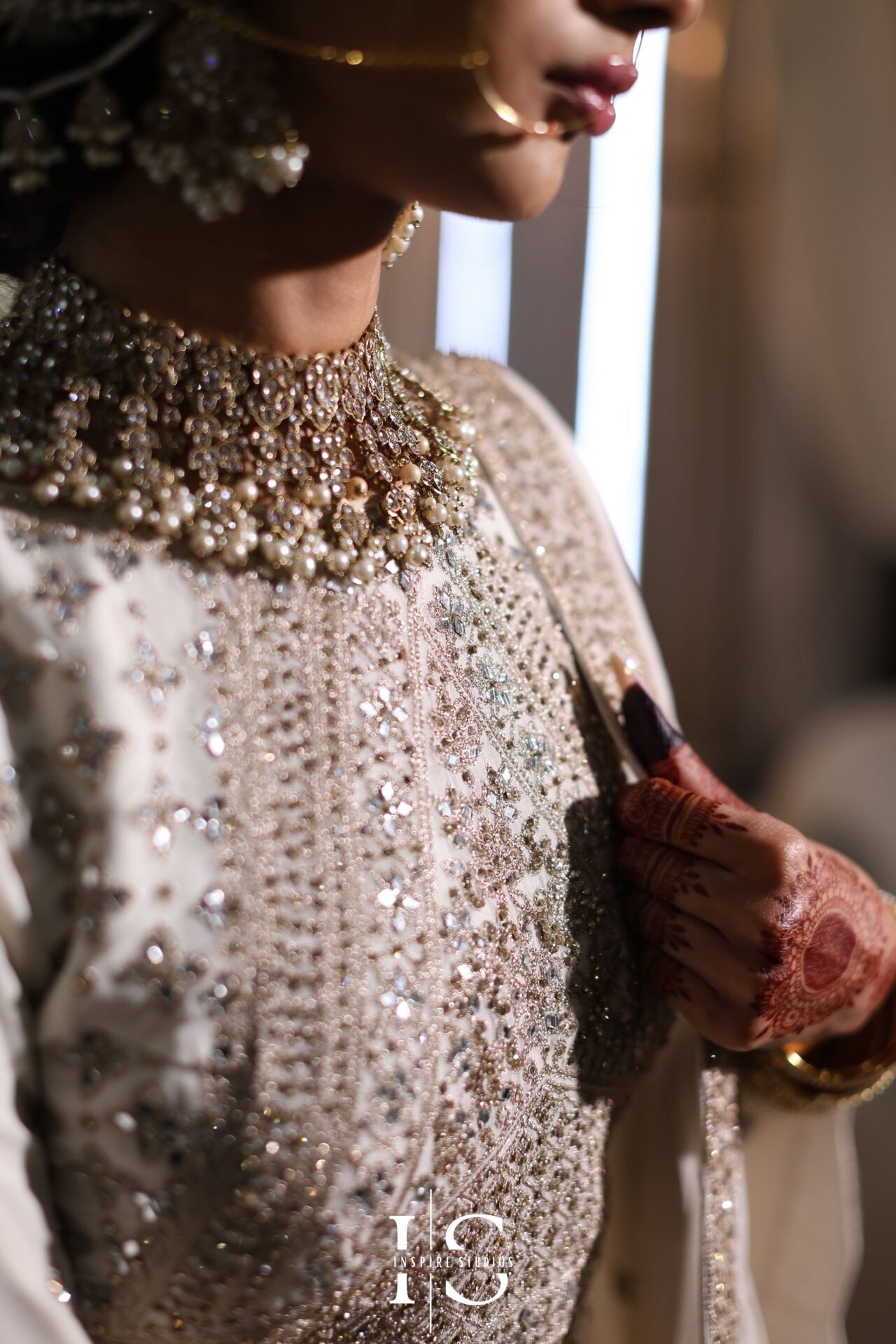 Muslim bride getting ready for Nikkah – makeup and jewelry close-up