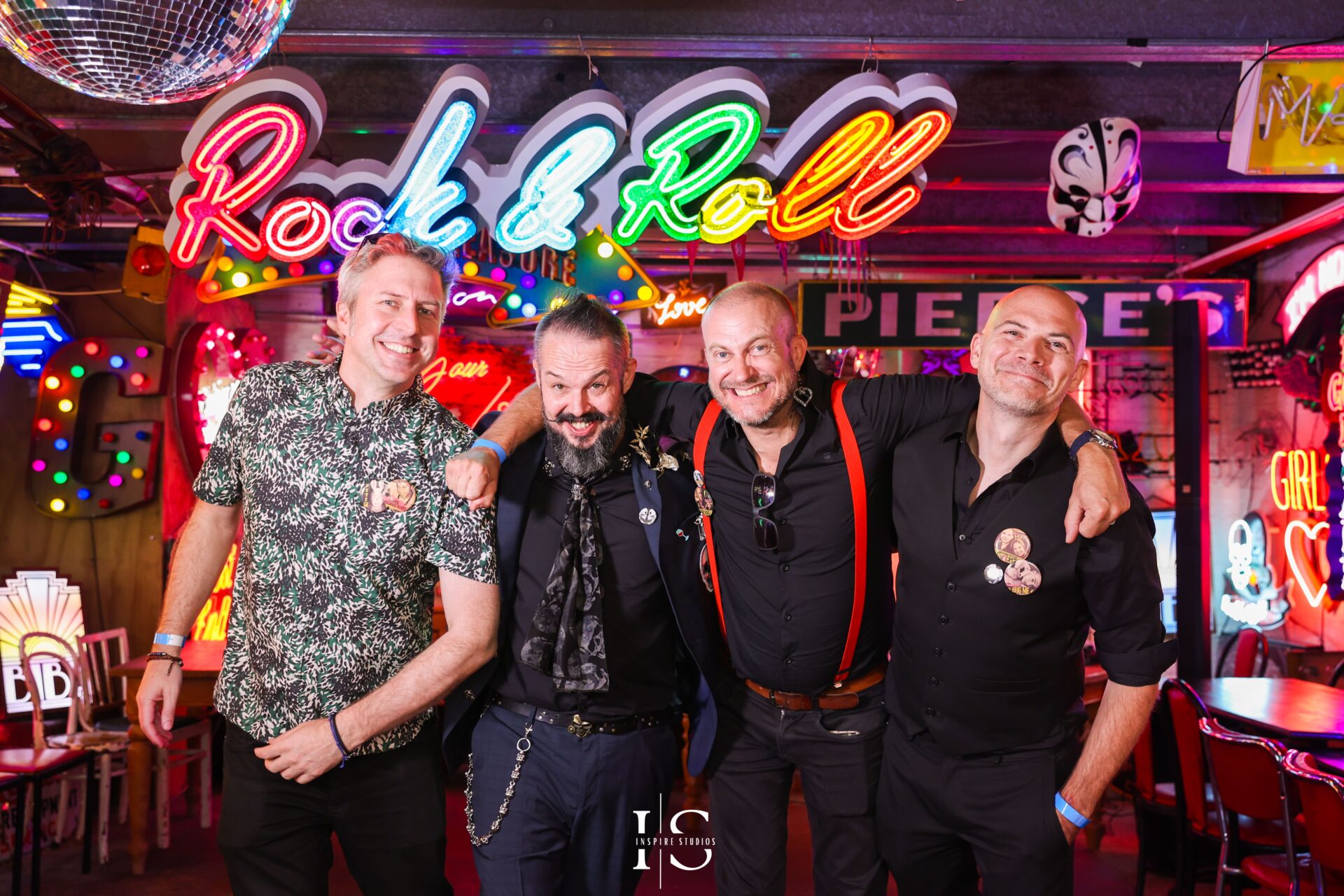 Groom and friends candid shots at Gods Own Junkyard wedding venue London