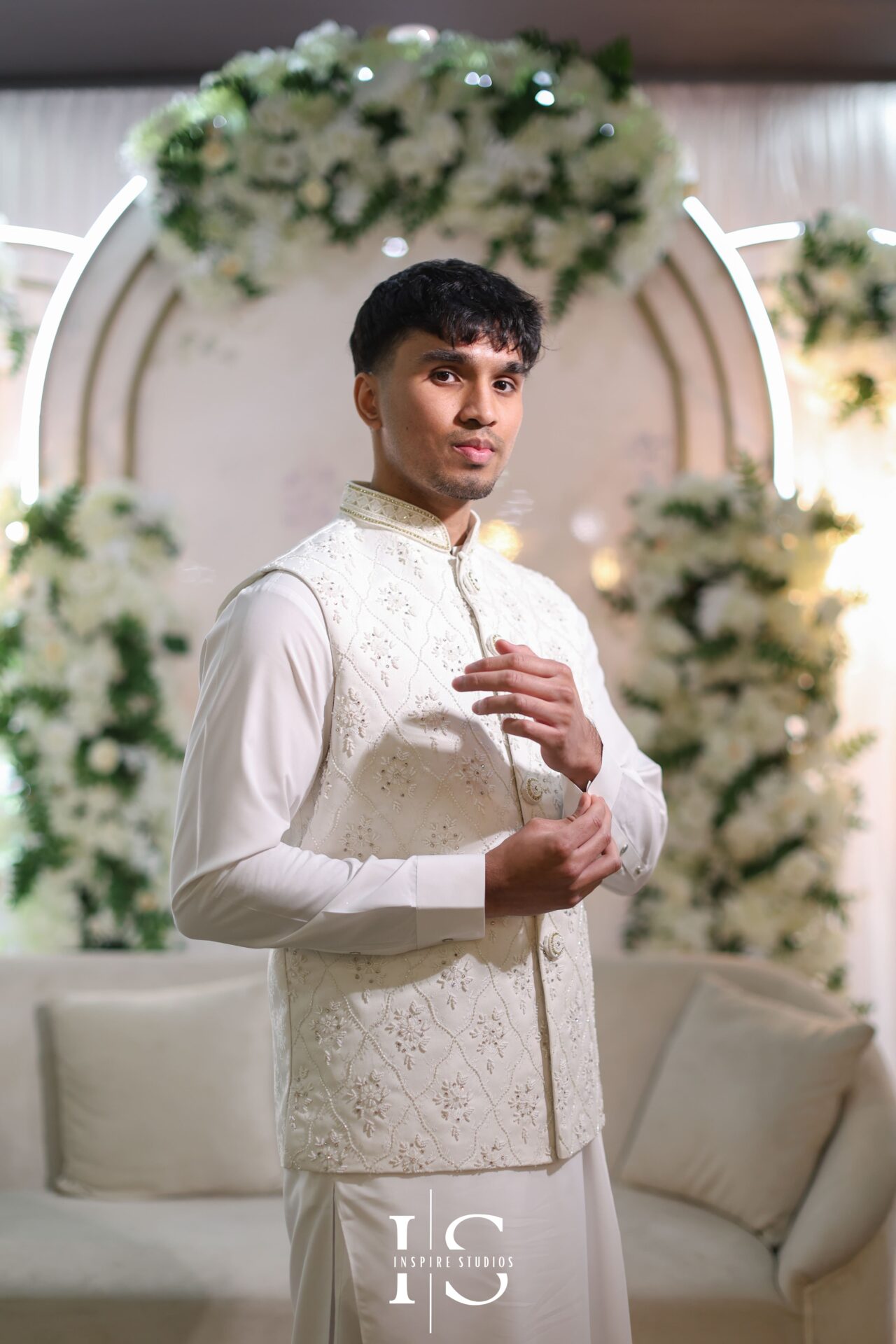 Groom adjusts attire before Nikkah ceremony – Ilford Muslim wedding
