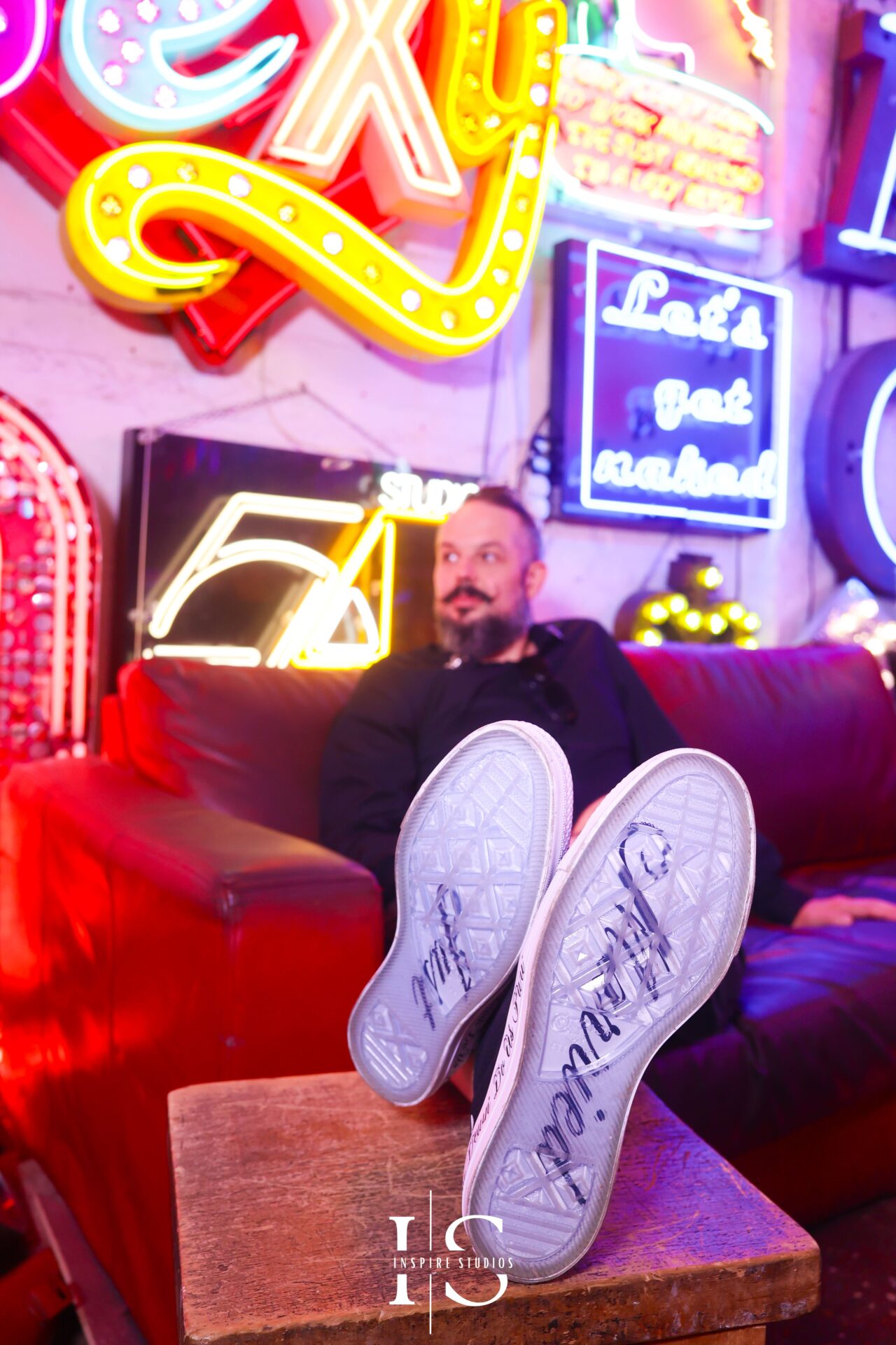 Punk wedding groom portraits showing alternative wedding style and attitude
