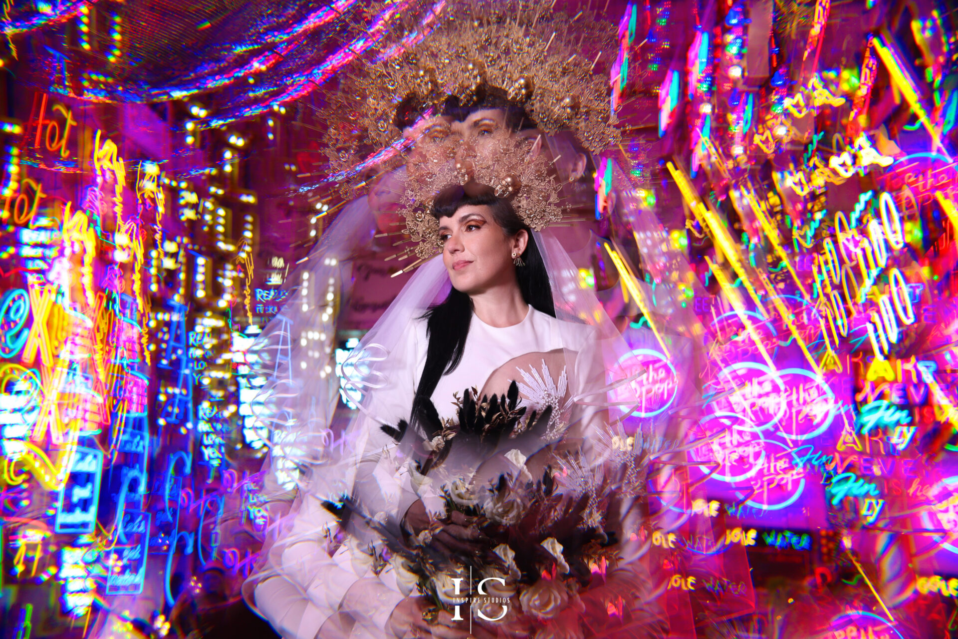 Bride close-up portraits with kaleidoscope lens effect by Inspire Studios