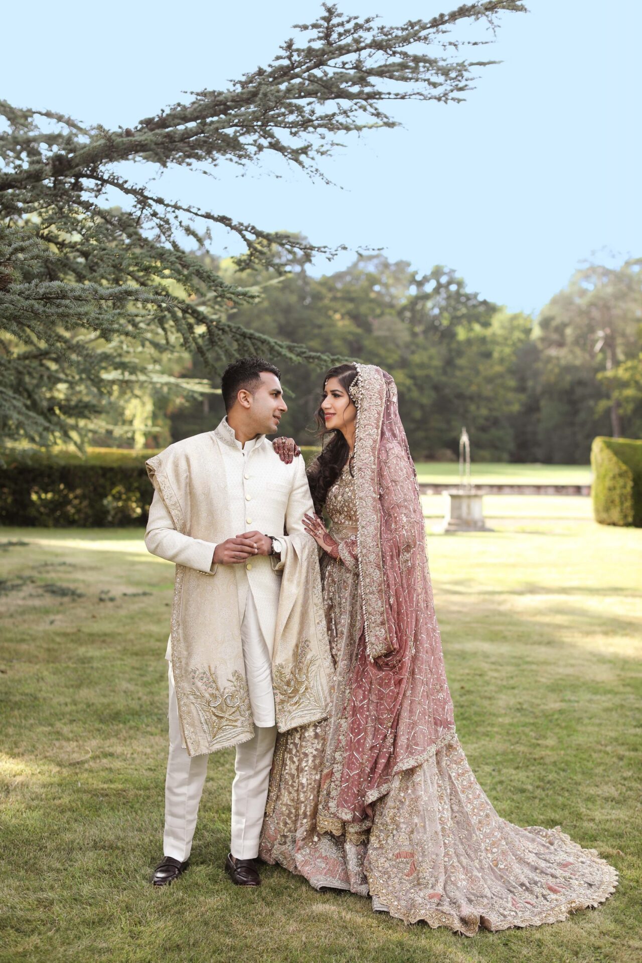 Couple during wedding photoshoot in London
