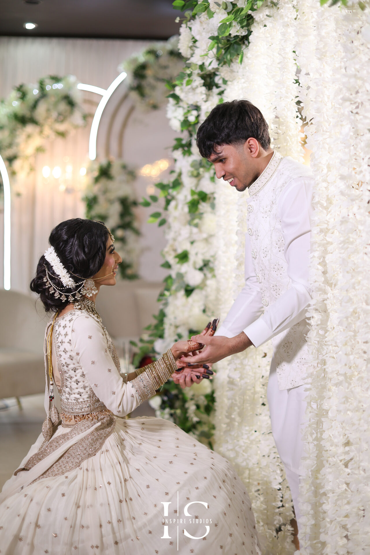 Bride and groom after Nikkah ceremony at Ilford wedding venue