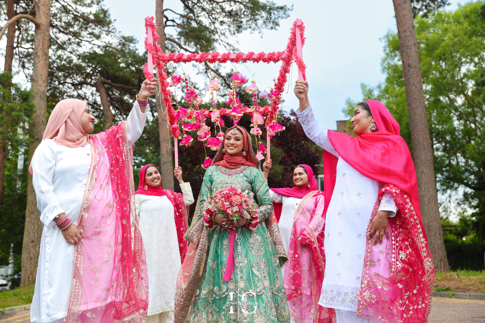 Bangladeshi bride photographed at Mehndi wedding in London.