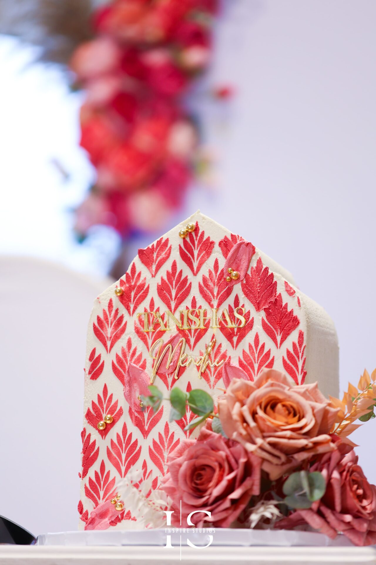 Bangladeshi wedding cake photographed at a London Mehndi celebration.