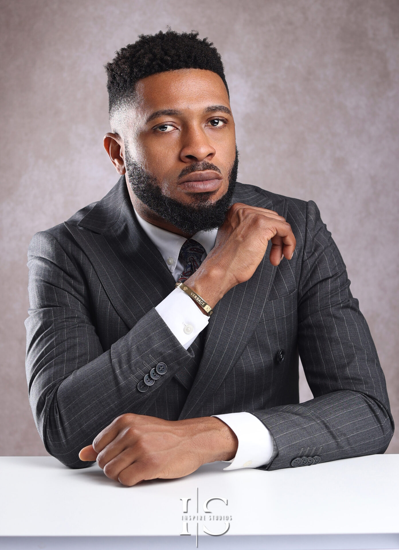 Business profile headshot with modern studio lighting in London