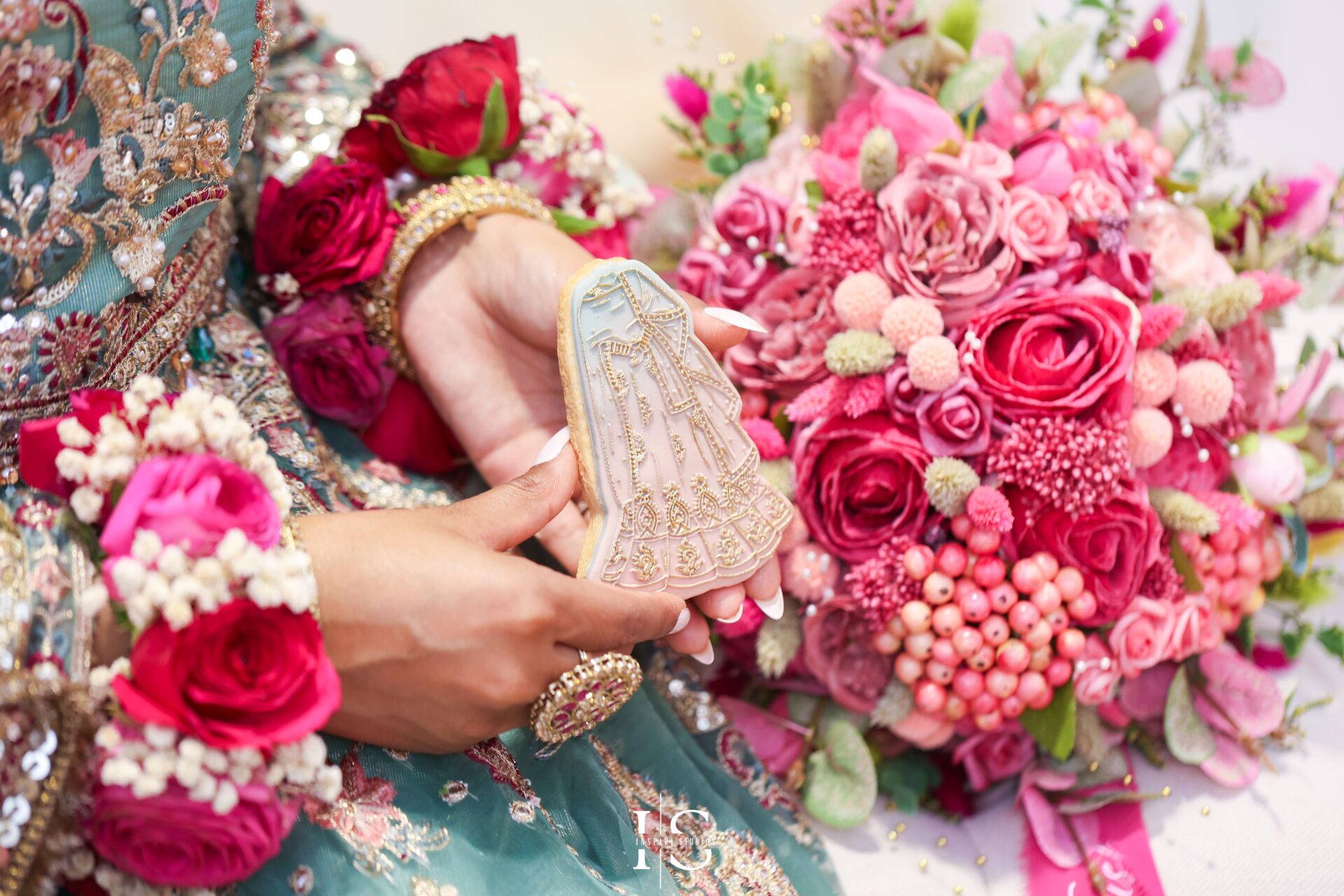 Close-up portraits from Mehndi wedding celebration.