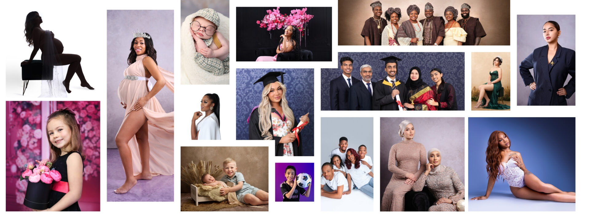 Collage of professional studio photoshoots in London