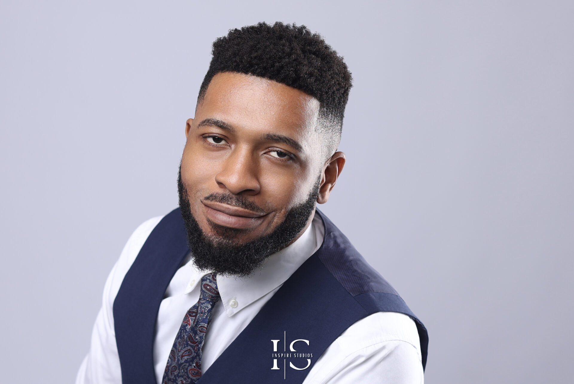 Executive portrait photographed in a professional London studio