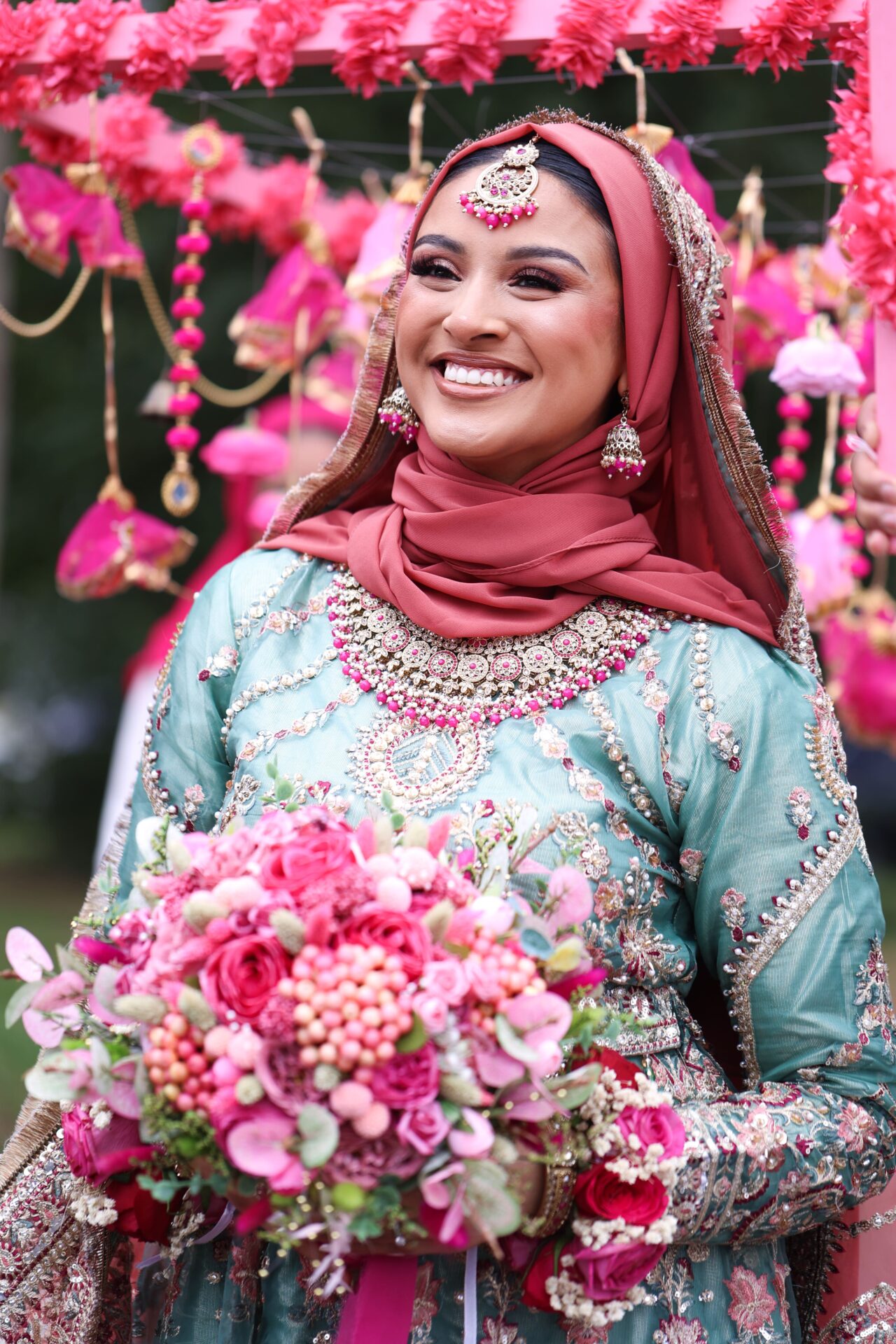 Mehndi bride portraits in London by female wedding photographer.