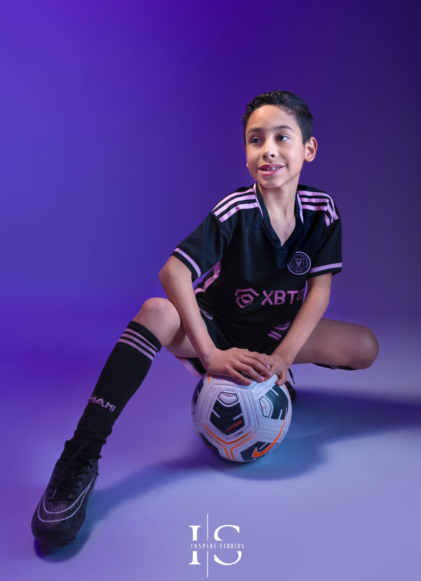 Creative kids football portraits London studio session