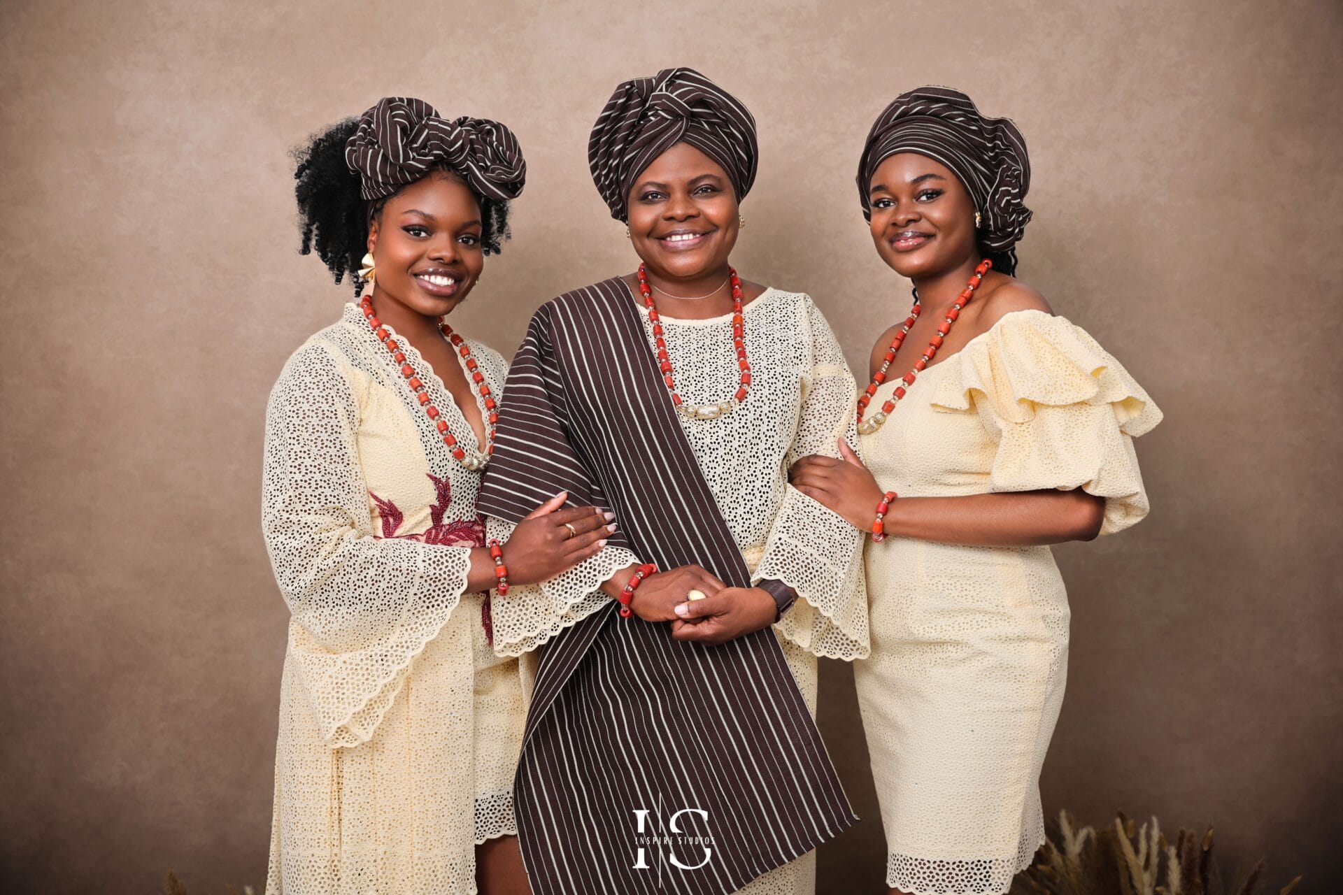 African family photographed in London wearing traditional clothing