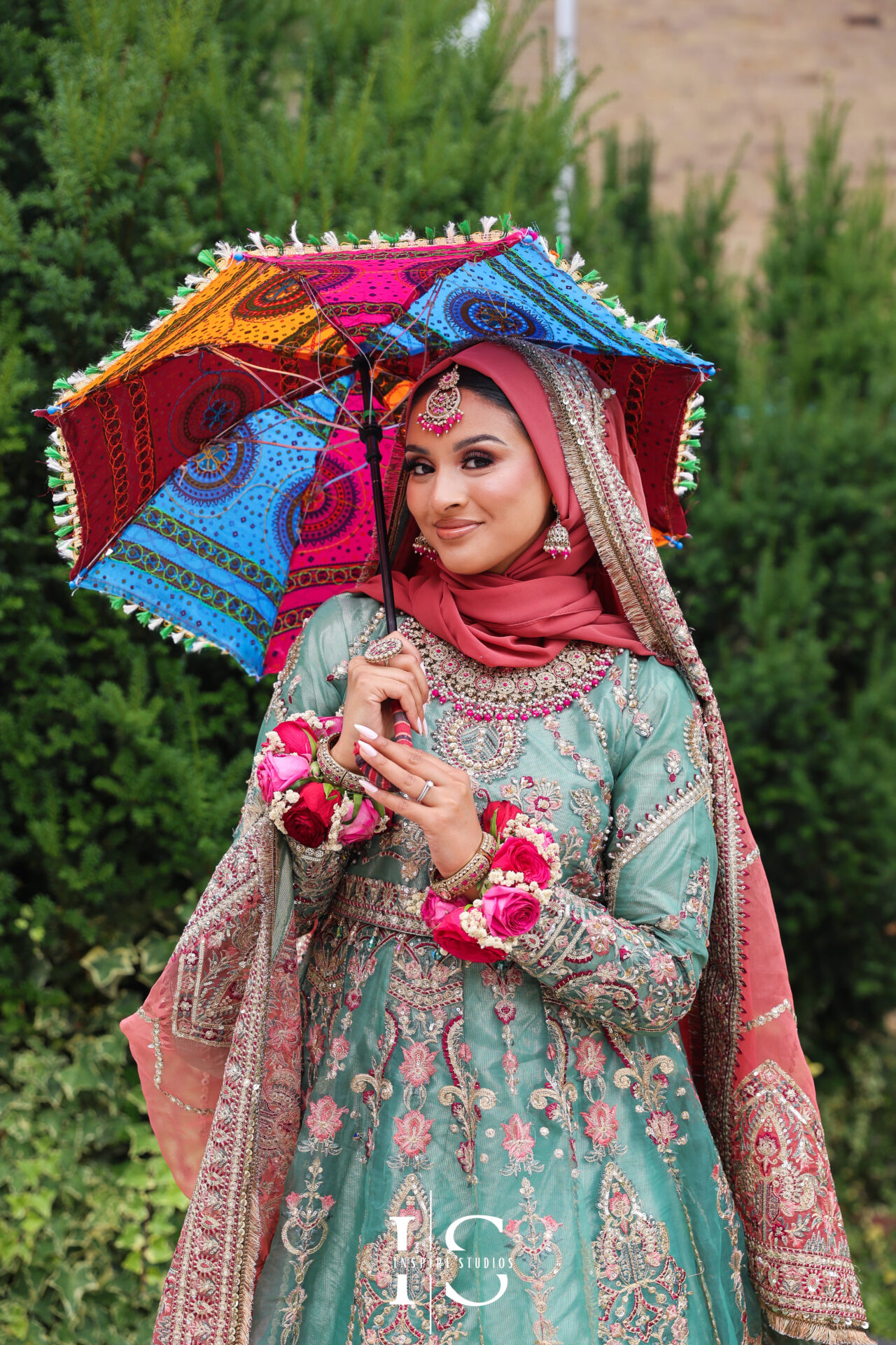 Mehndi bride portrait shots captured at a London wedding.