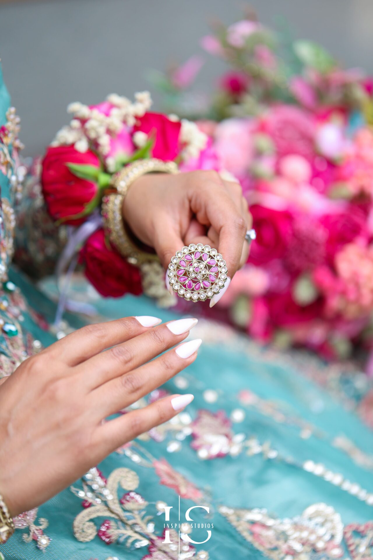 Bride getting ready for her Mehndi wedding in London.