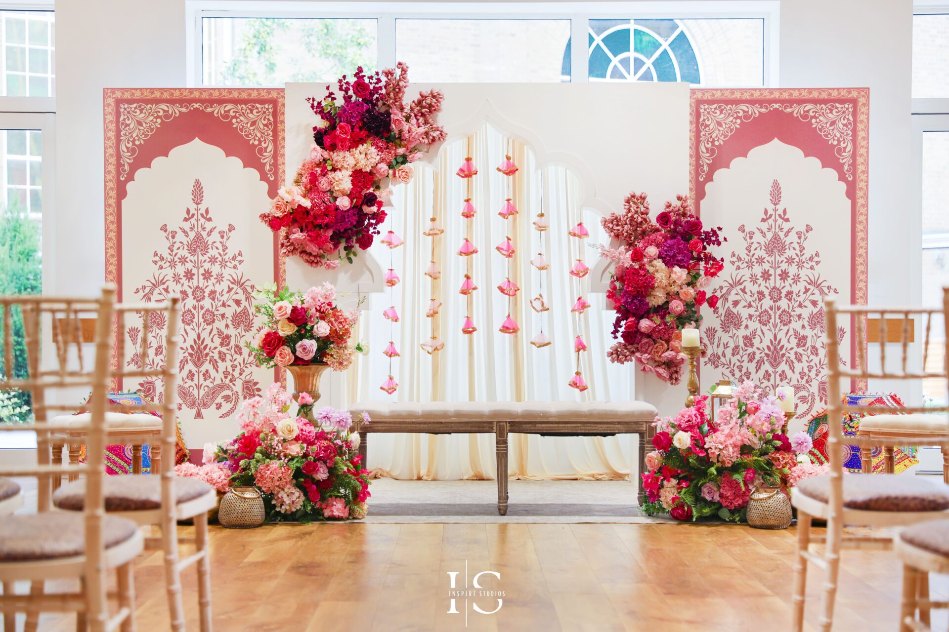 Venue decoration photography for Mehndi wedding in London.