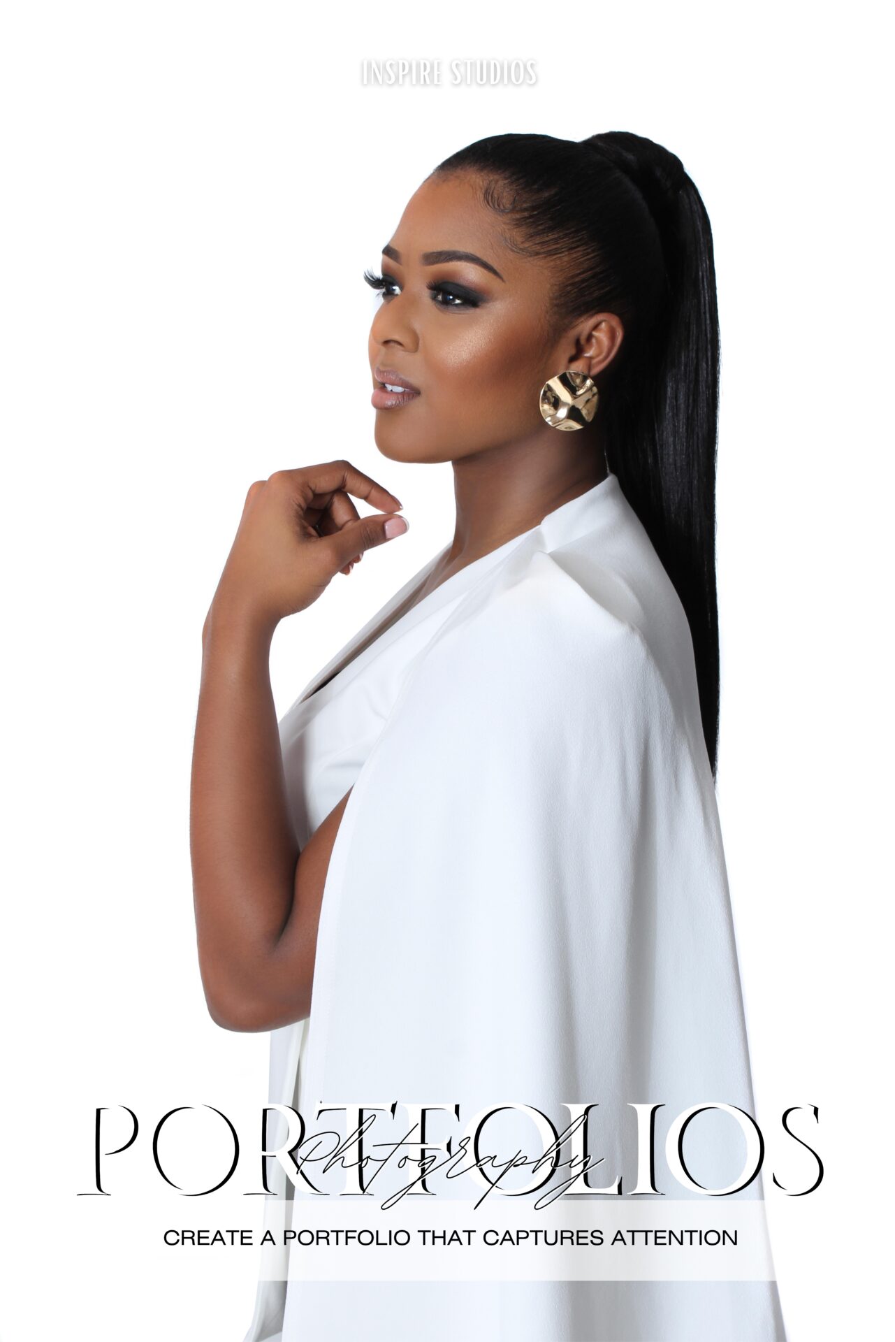 Model portfolio studio shots showcasing versatility