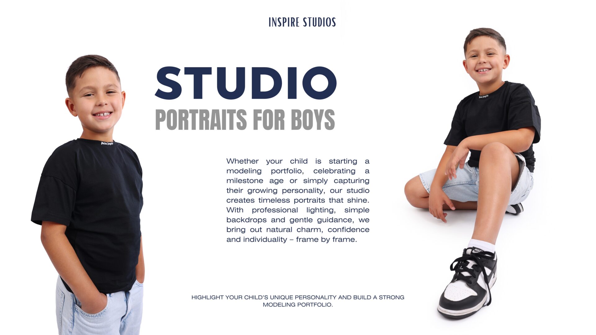 Professional children’s headshot photography in London studio, bright and creative portraits for kids