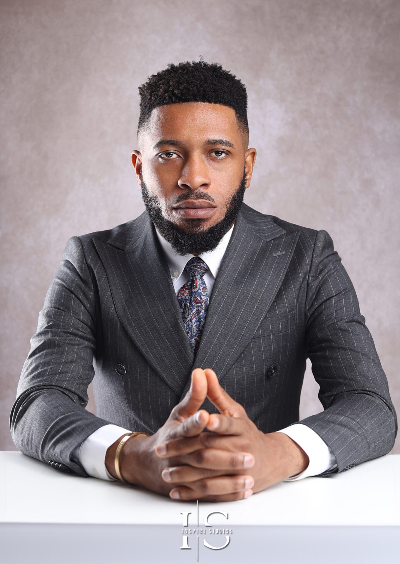 Studio portrait of a corporate executive in formal attire
